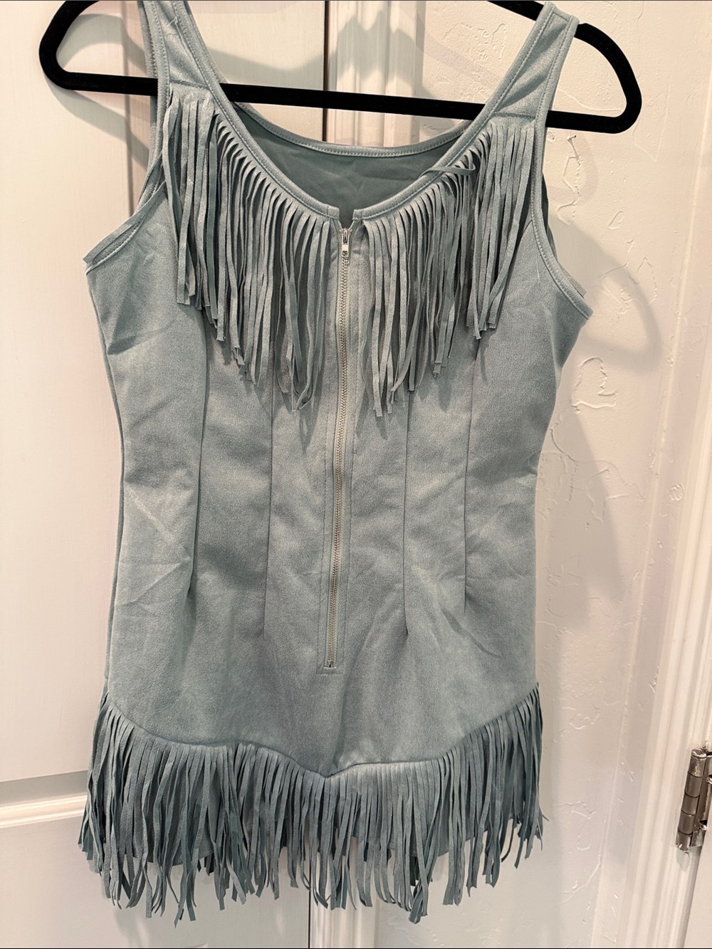 SHEIN Light Blue Fringe Mini Dress